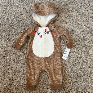 Carters Hooded Reindeer Christmas Romper